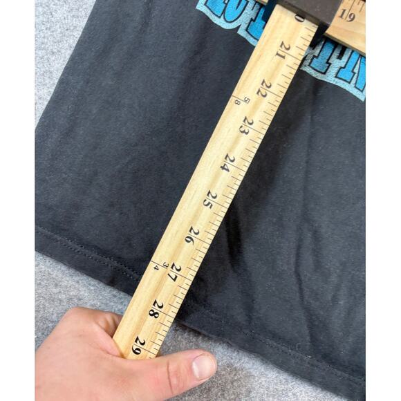 Vintage 90s Motorcycle Shirt Mens Large Black Graphic Wolf Riding Hard Grunge - Picture 3 of 7